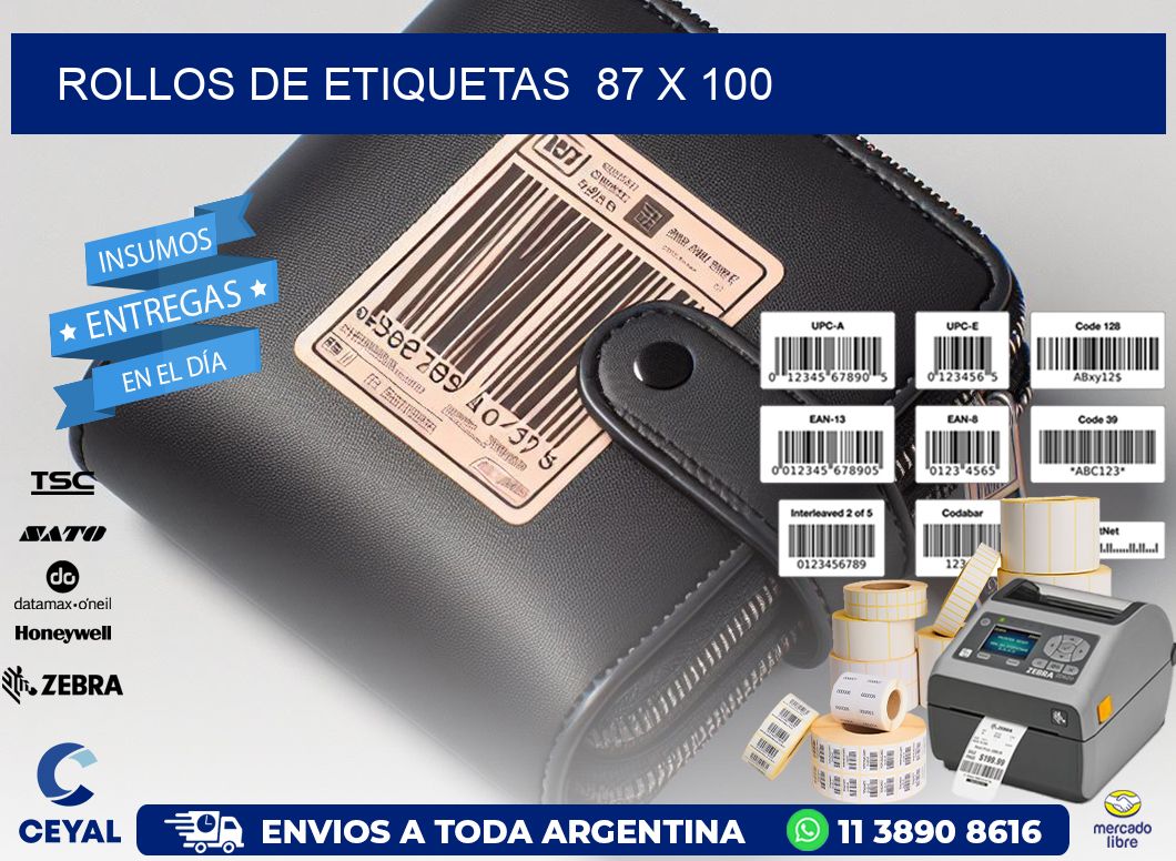 ROLLOS DE ETIQUETAS  87 x 100