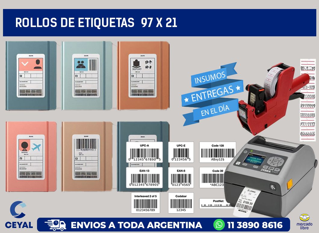 ROLLOS DE ETIQUETAS  97 x 21