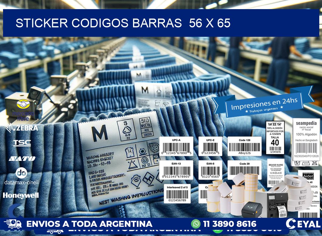 STICKER CODIGOS BARRAS  56 x 65