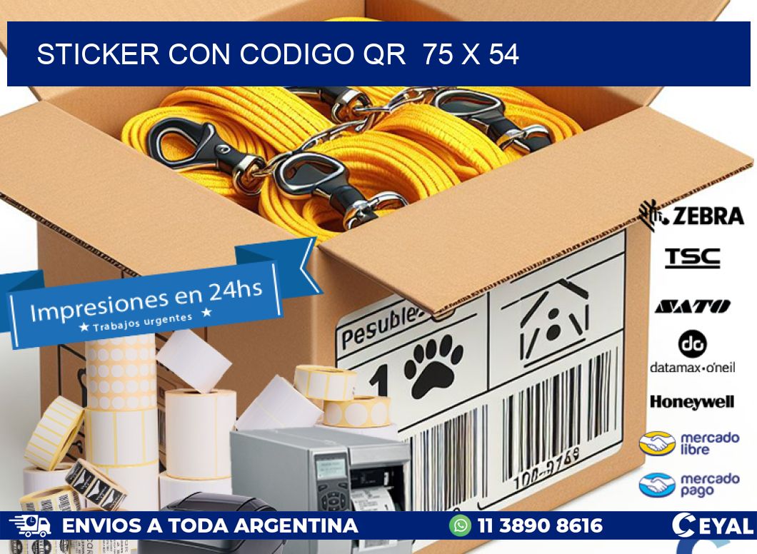 STICKER CON CODIGO QR  75 x 54