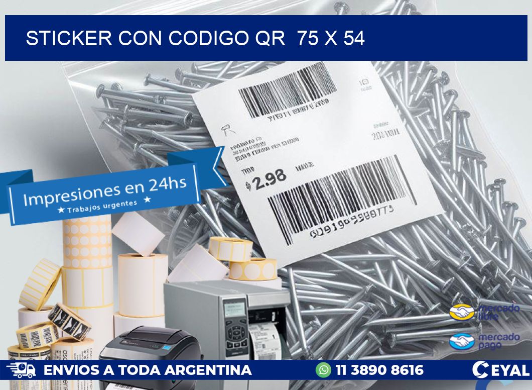 STICKER CON CODIGO QR  75 x 54