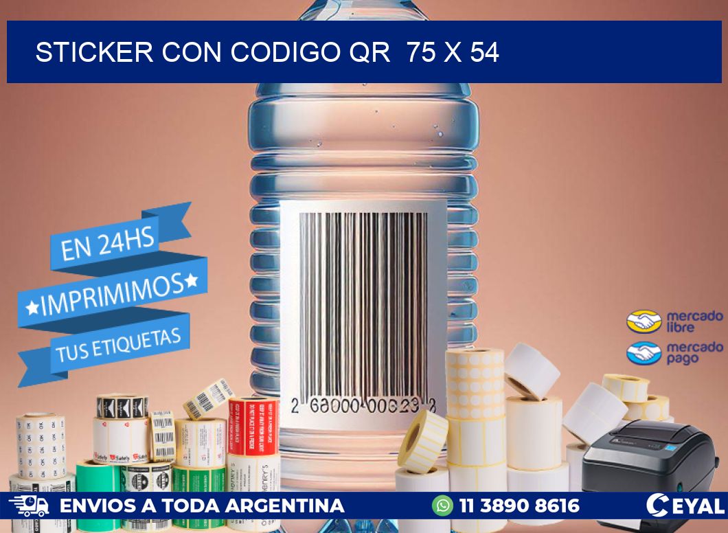 STICKER CON CODIGO QR  75 x 54