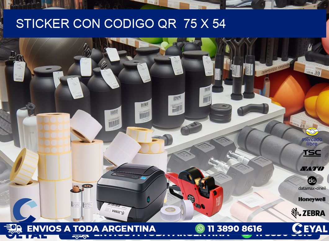 STICKER CON CODIGO QR  75 x 54