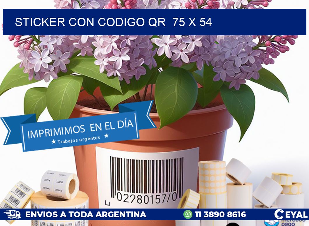 STICKER CON CODIGO QR  75 x 54