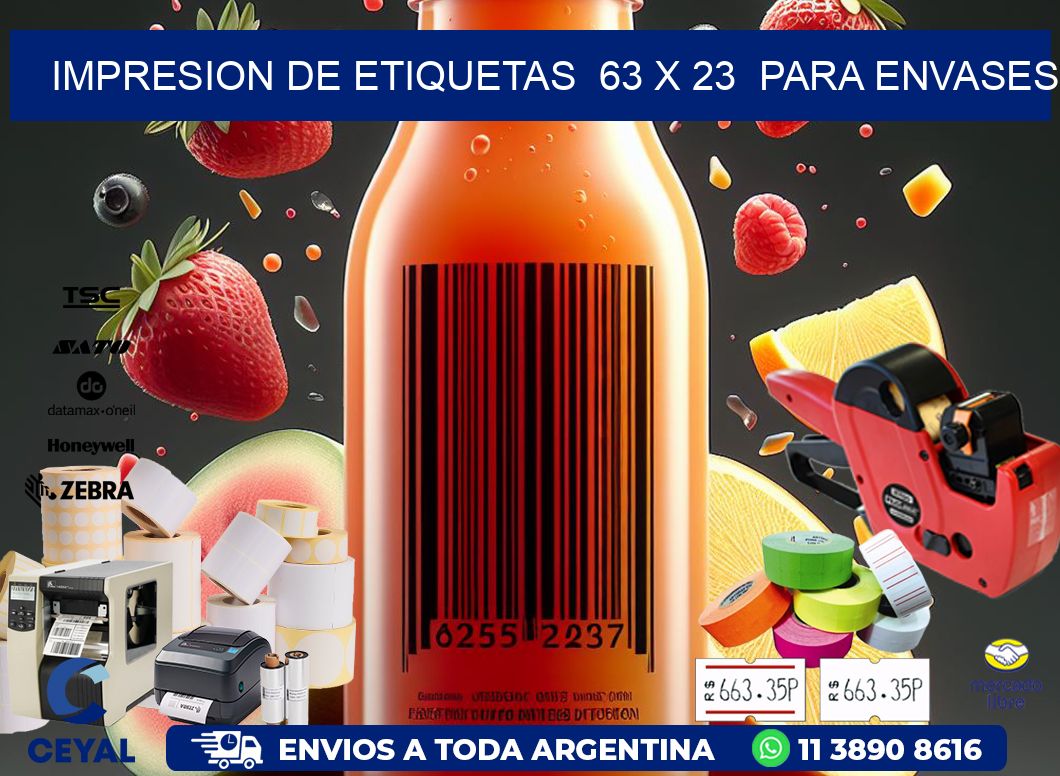 impresion de etiquetas  63 x 23  para envases