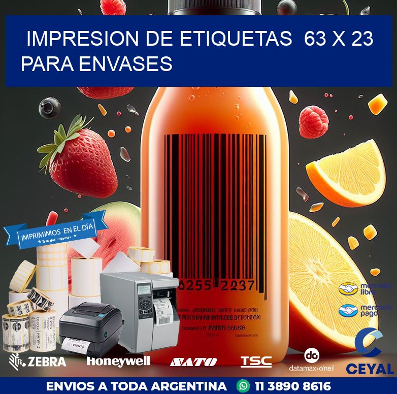 impresion de etiquetas  63 x 23  para envases