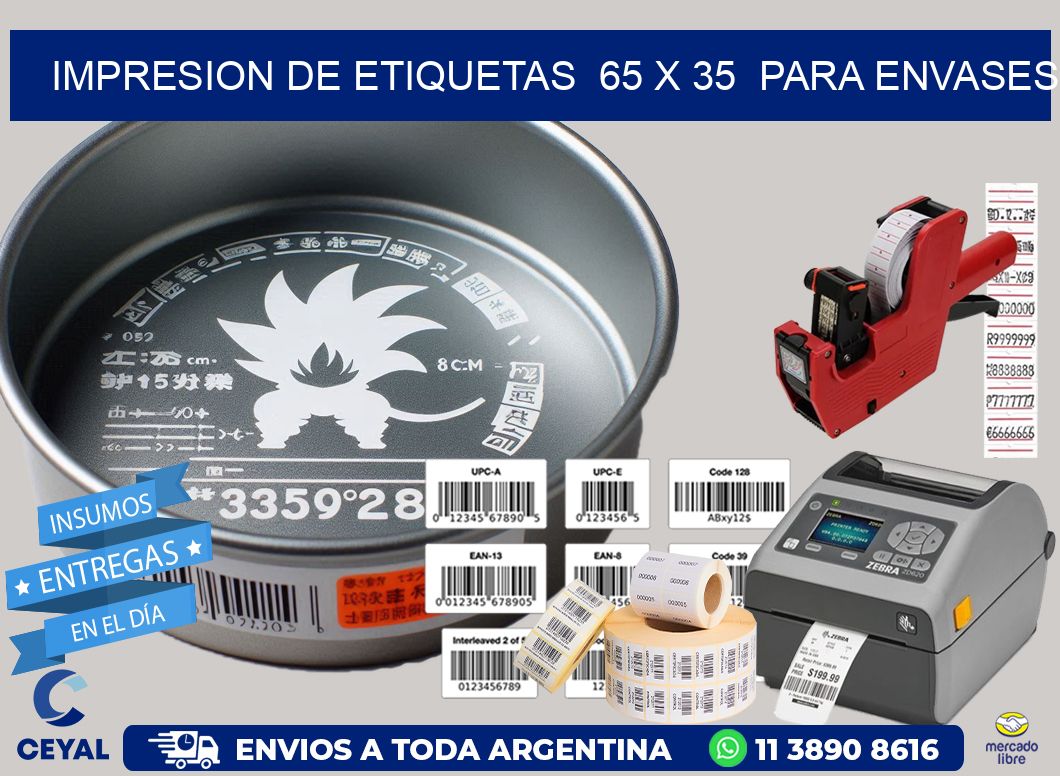 impresion de etiquetas  65 x 35  para envases