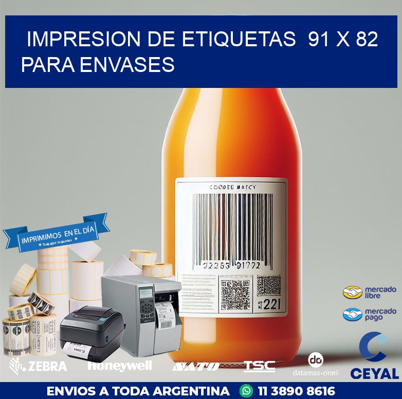 impresion de etiquetas  91 x 82  para envases
