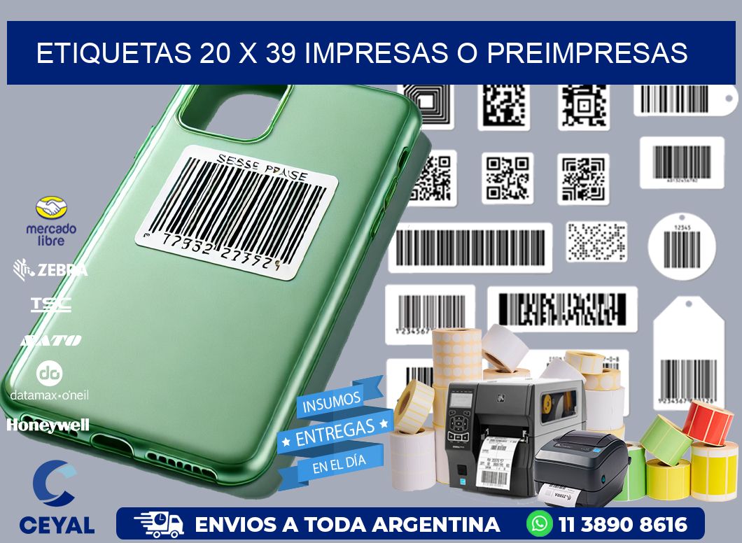 ETIQUETAS 20 x 39 IMPRESAS O PREIMPRESAS
