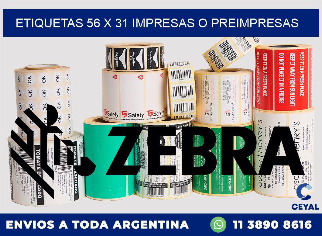 ETIQUETAS 56 x 31 IMPRESAS O PREIMPRESAS