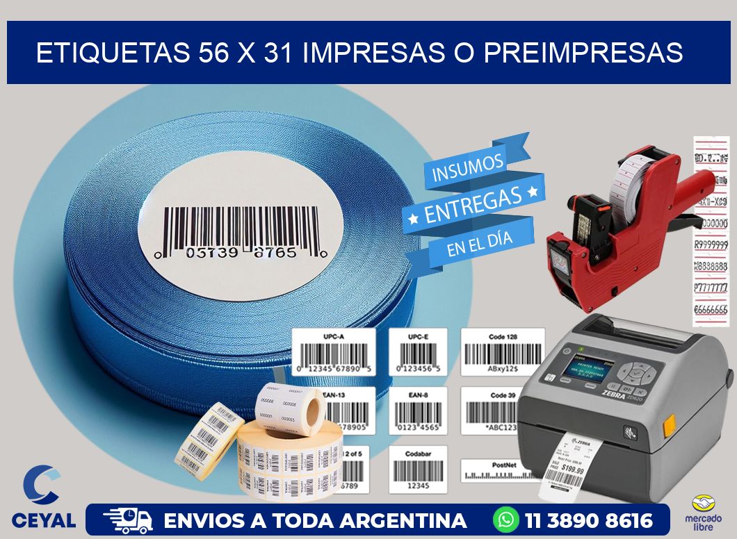 ETIQUETAS 56 x 31 IMPRESAS O PREIMPRESAS