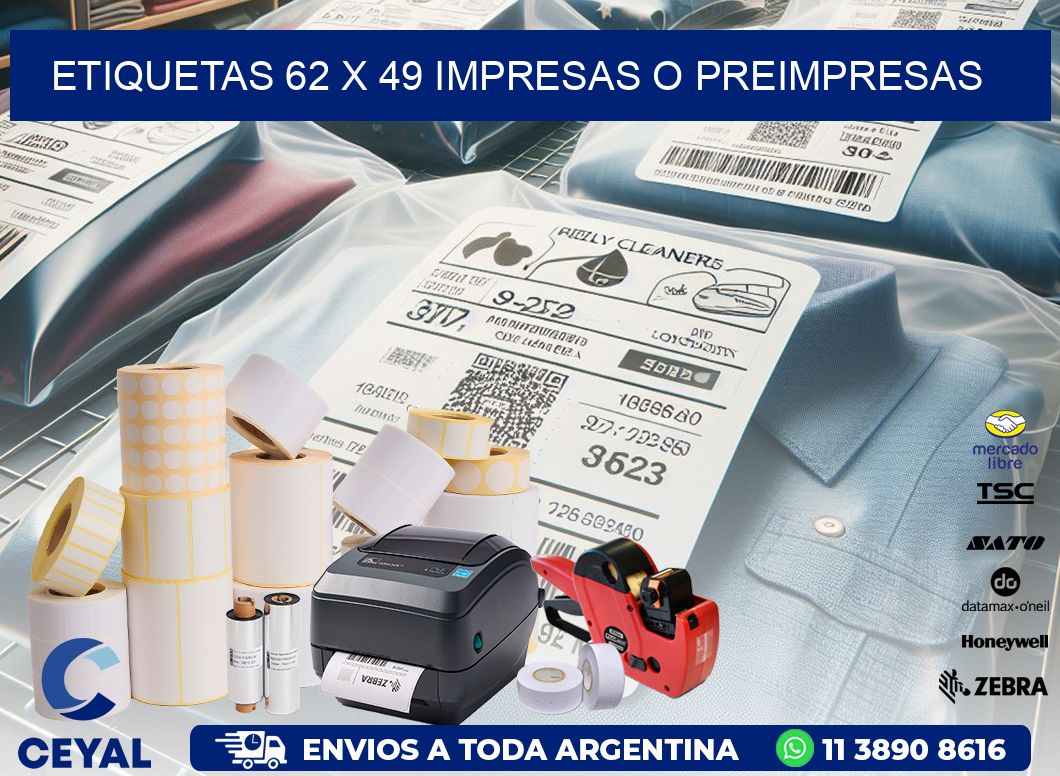 ETIQUETAS 62 x 49 IMPRESAS O PREIMPRESAS