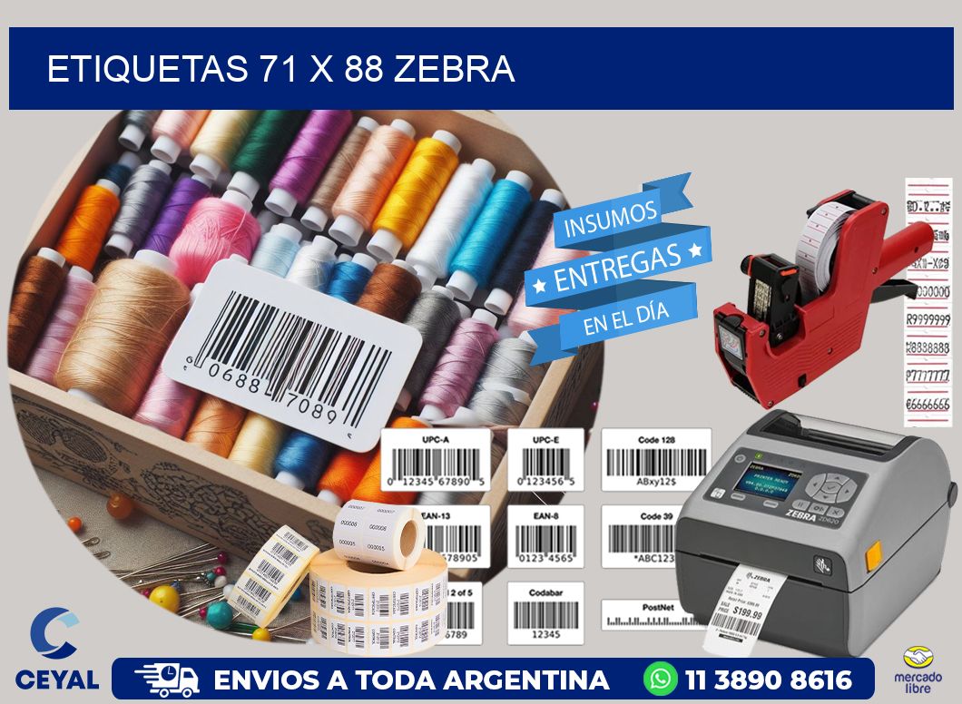 ETIQUETAS 71 x 88 ZEBRA