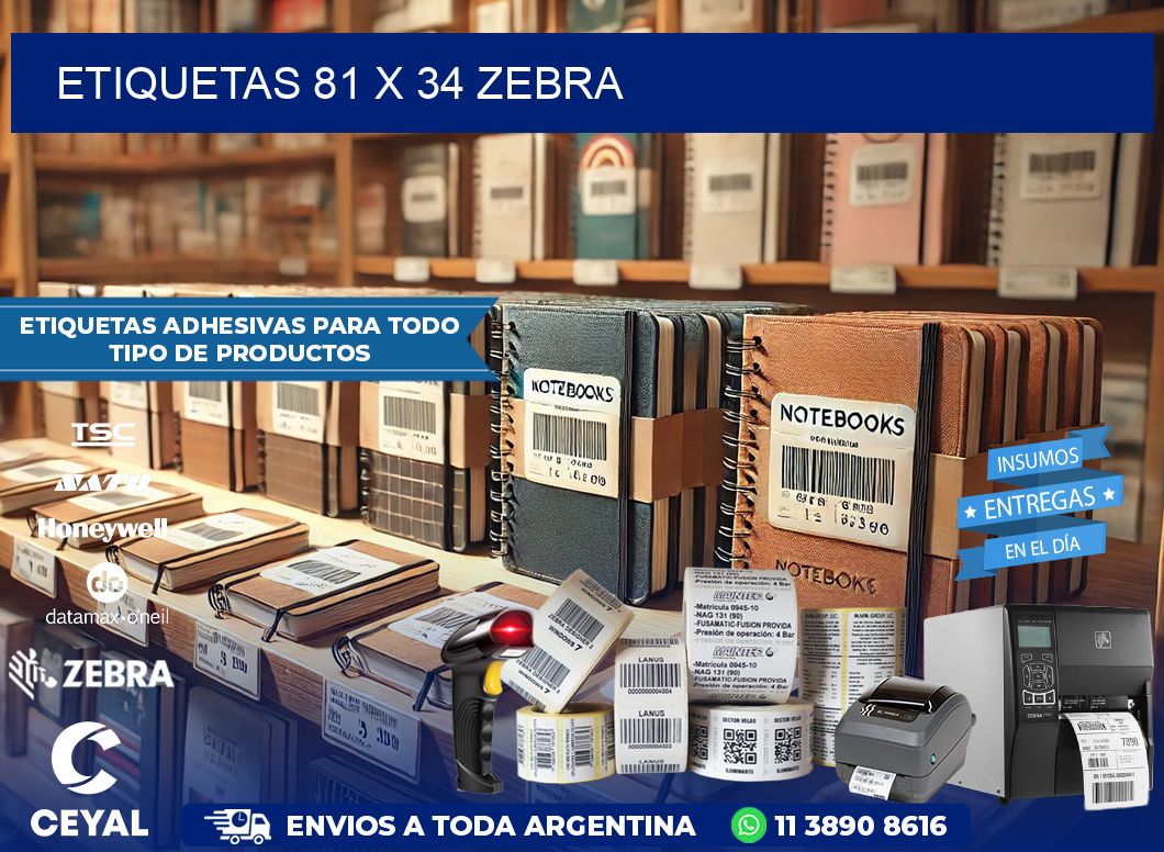 ETIQUETAS 81 x 34 ZEBRA