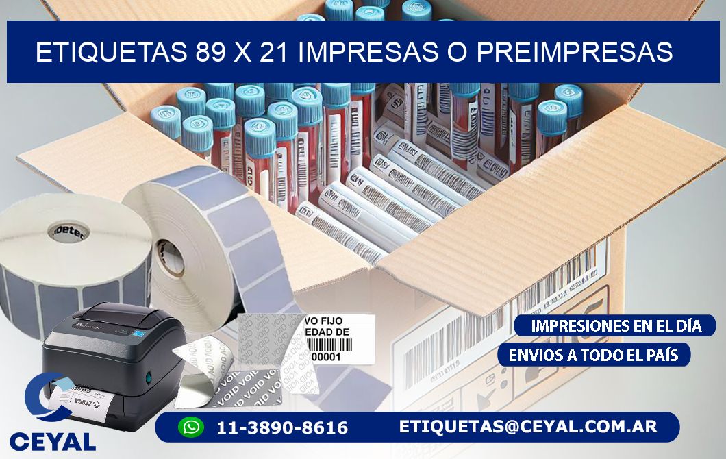 ETIQUETAS 89 x 21 IMPRESAS O PREIMPRESAS