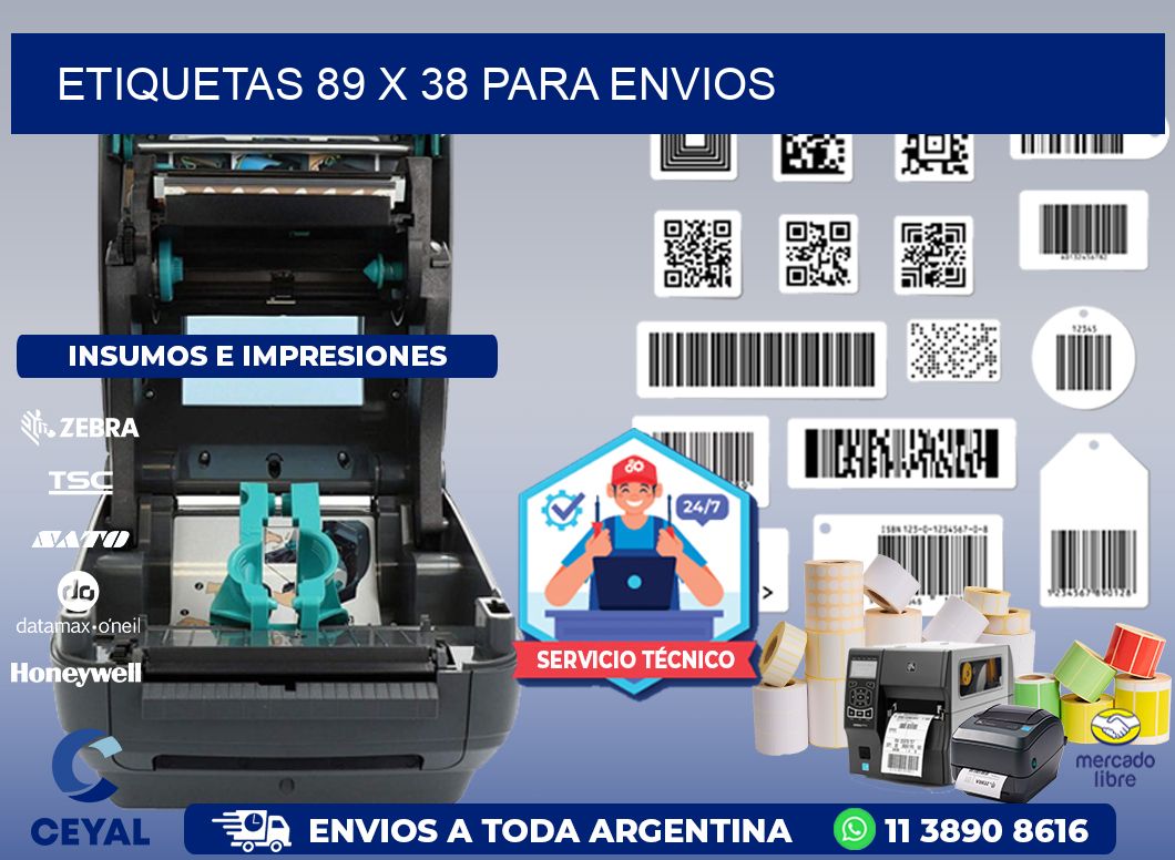 ETIQUETAS 89 x 38 PARA ENVIOS