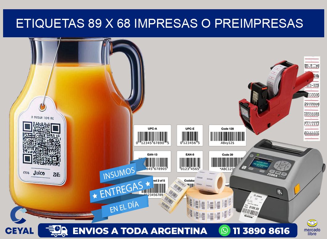 ETIQUETAS 89 x 68 IMPRESAS O PREIMPRESAS