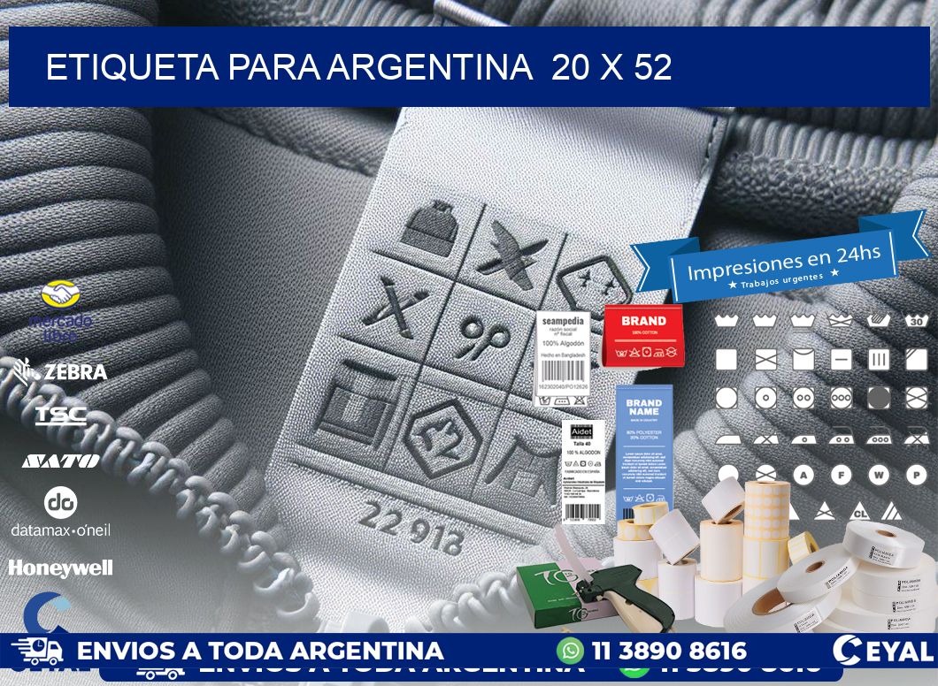 etiqueta para Argentina  20 x 52