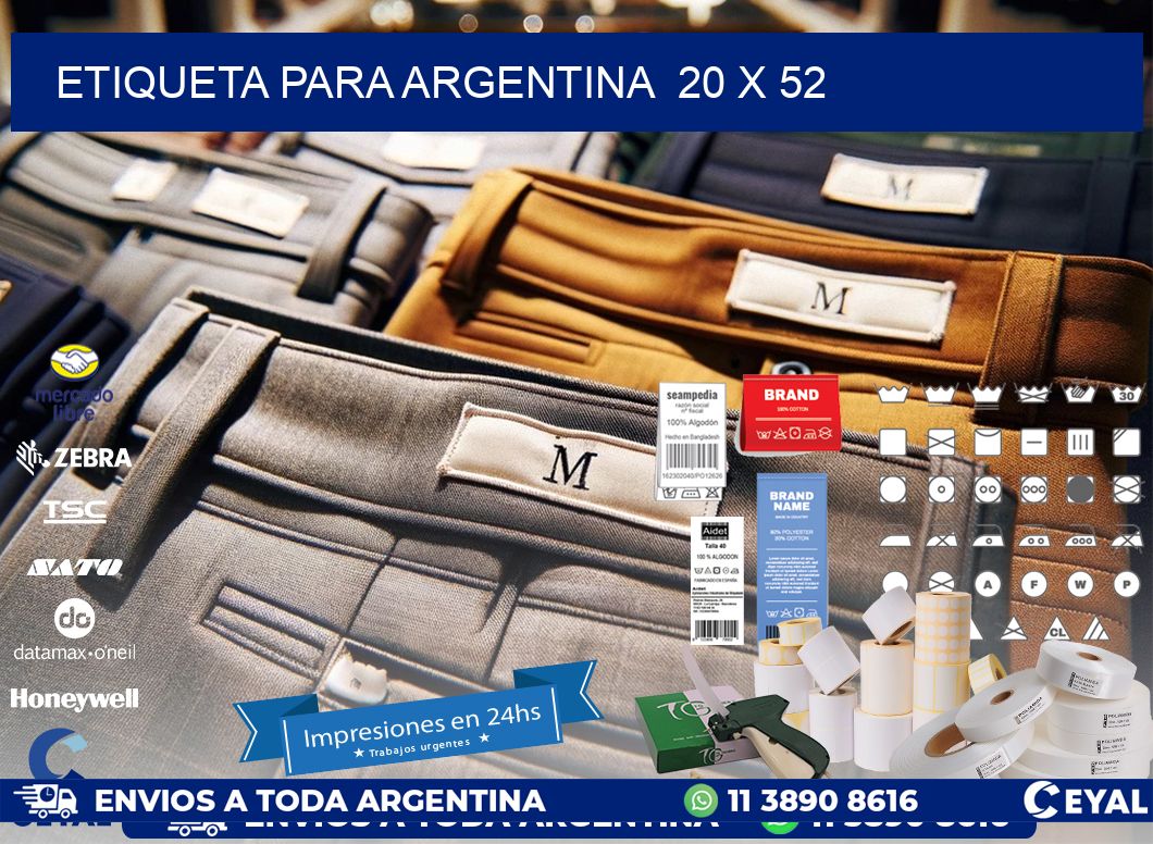 etiqueta para Argentina  20 x 52