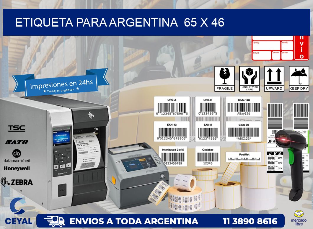 etiqueta para Argentina  65 x 46