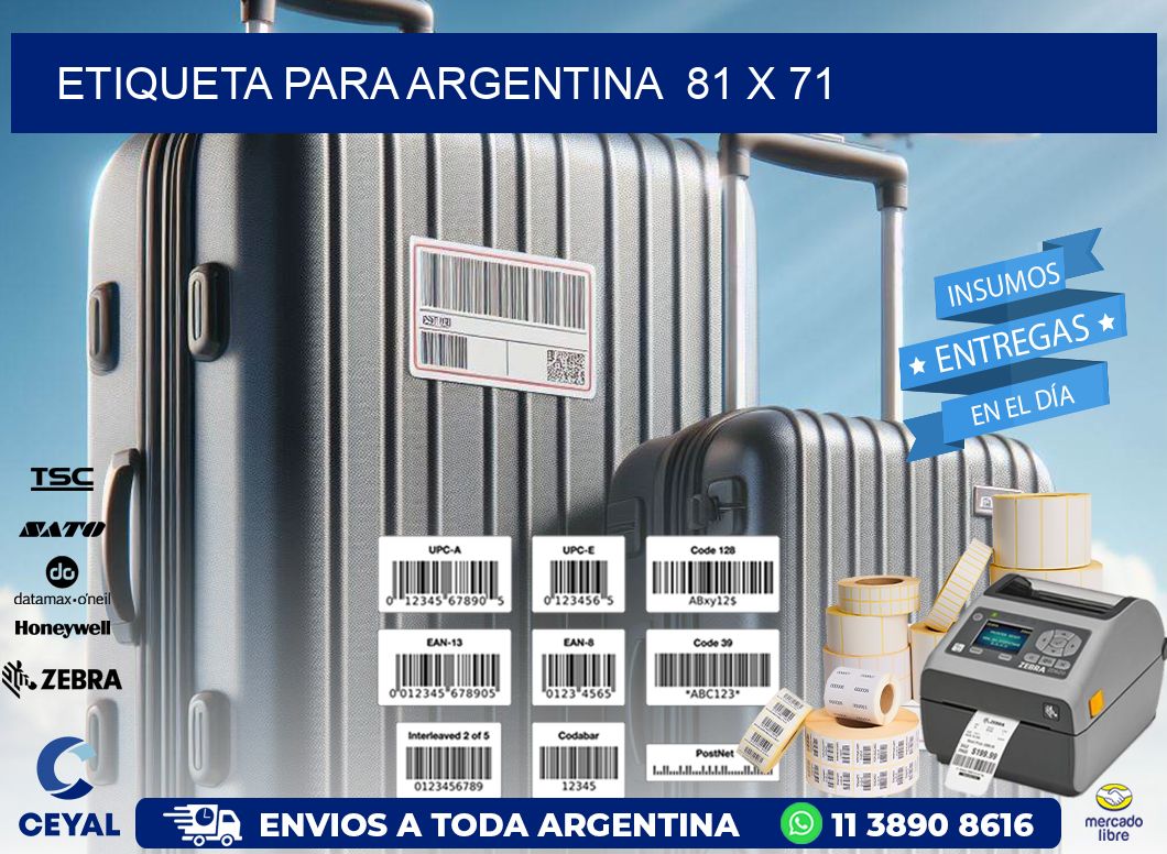 etiqueta para Argentina  81 x 71