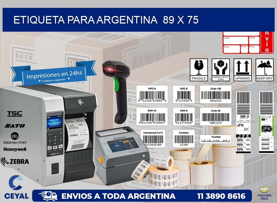 etiqueta para Argentina  89 x 75