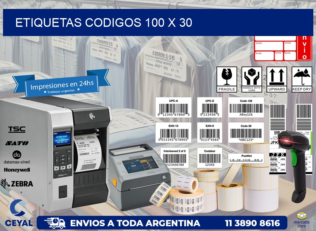 etiquetas codigos 100 x 30