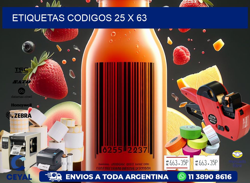 etiquetas codigos 25 x 63