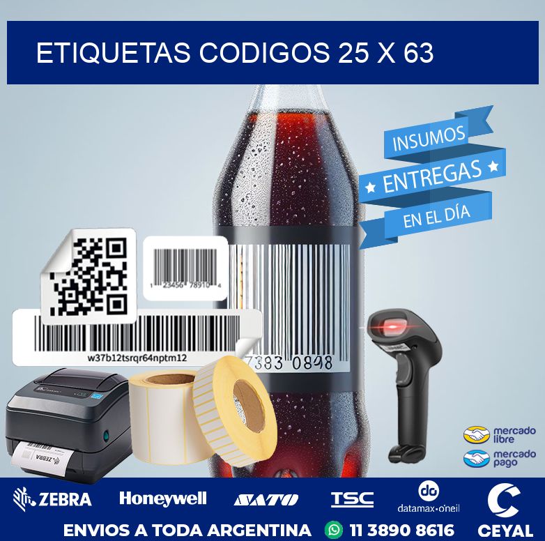 etiquetas codigos 25 x 63