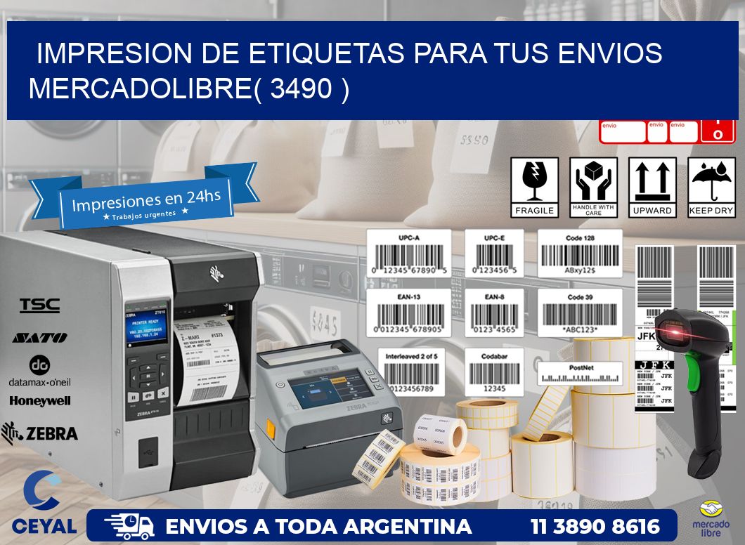 impresion de etiquetas para tus envios mercadolibre( 3490 )