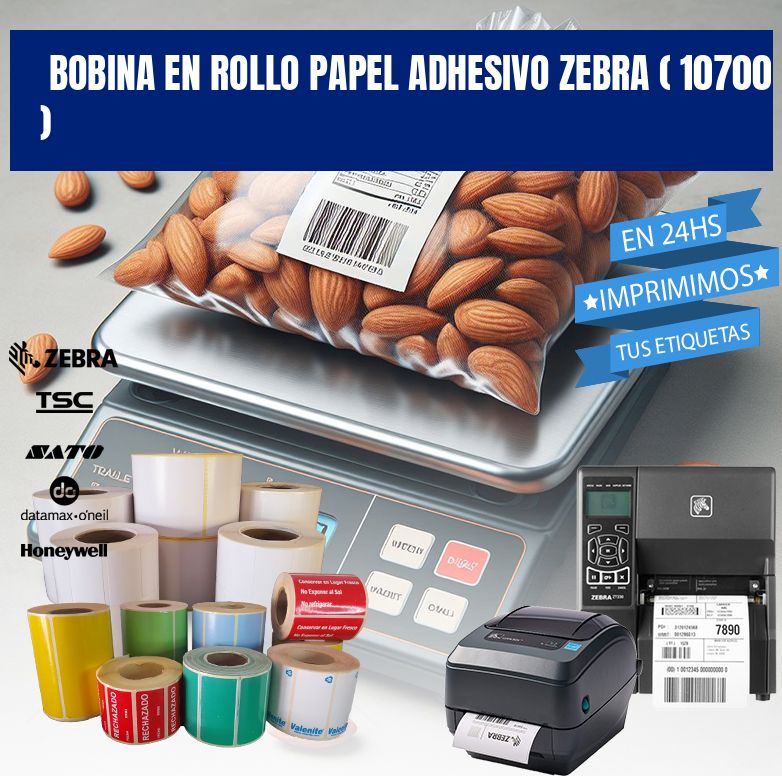 BOBINA EN ROLLO PAPEL ADHESIVO ZEBRA ( 10700 )