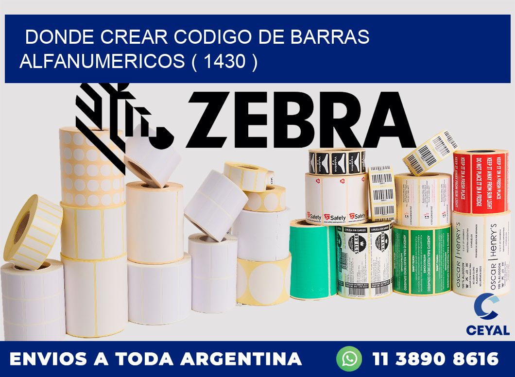DONDE CREAR CODIGO DE BARRAS ALFANUMERICOS ( 1430 )