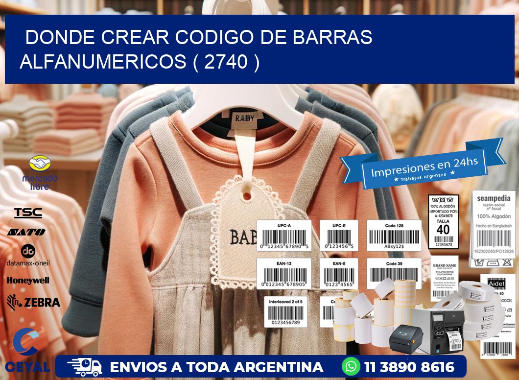 DONDE CREAR CODIGO DE BARRAS ALFANUMERICOS ( 2740 )