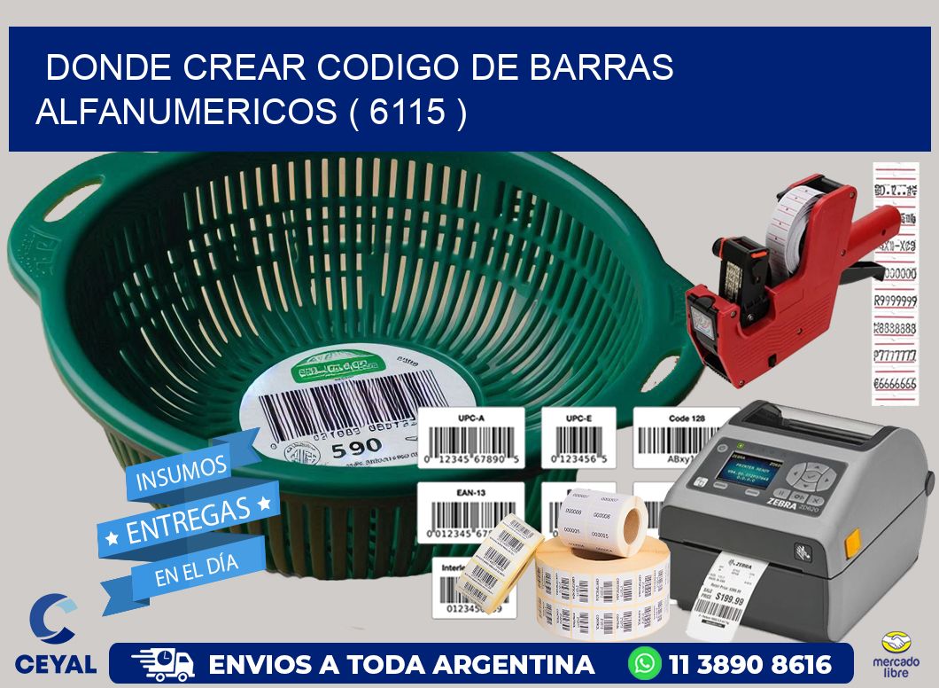 DONDE CREAR CODIGO DE BARRAS ALFANUMERICOS ( 6115 )