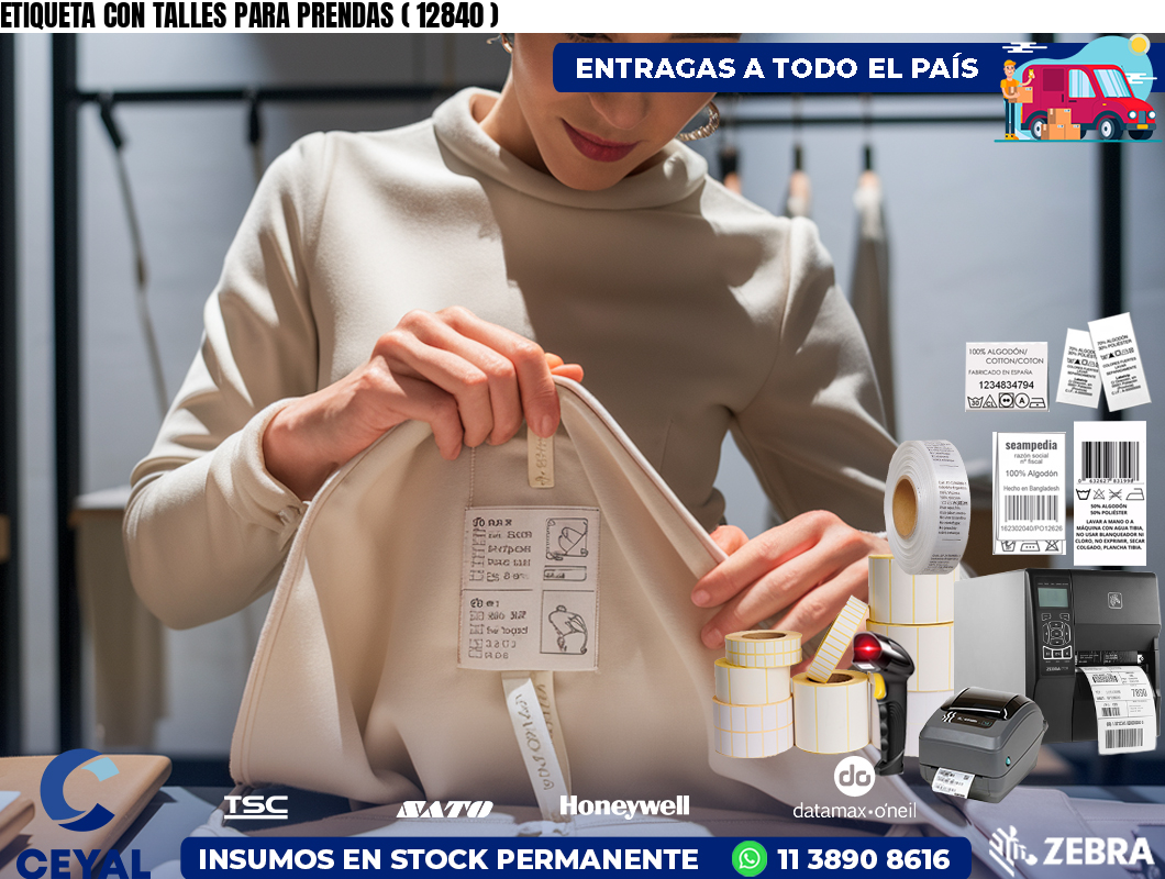 ETIQUETA CON TALLES PARA PRENDAS ( 12840 )
