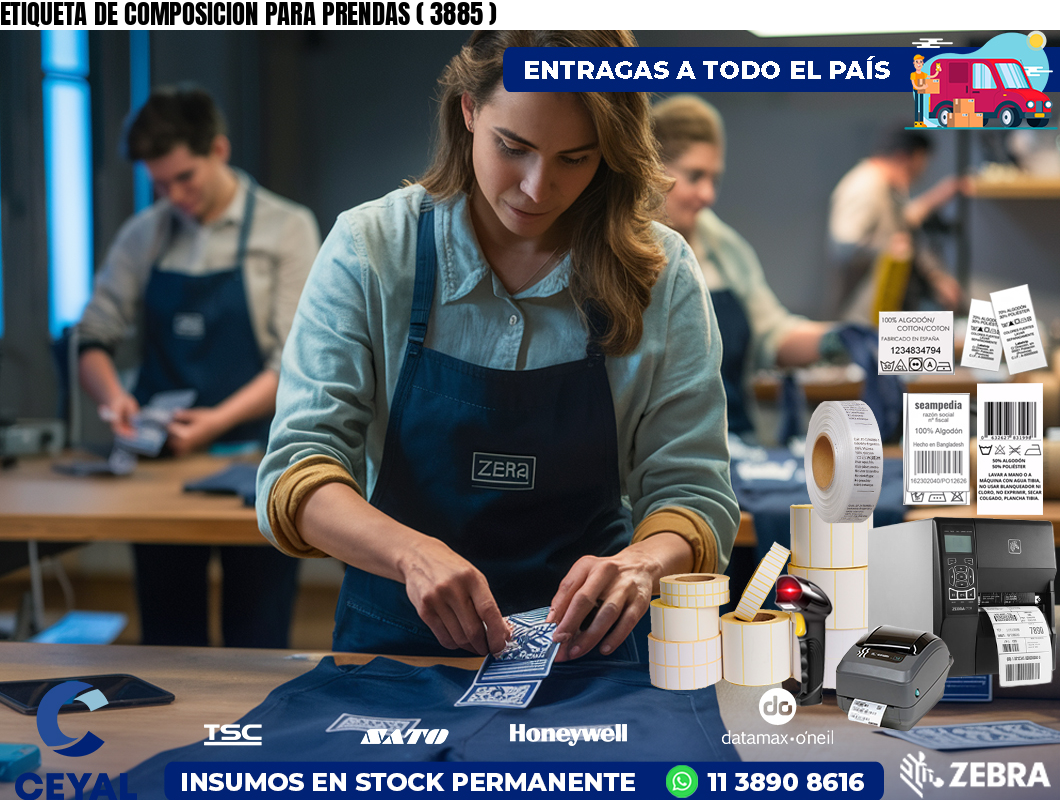 ETIQUETA DE COMPOSICION PARA PRENDAS ( 3885 )