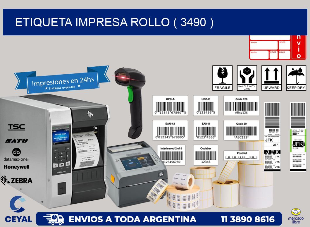 ETIQUETA IMPRESA ROLLO ( 3490 )