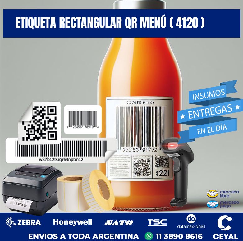 ETIQUETA RECTANGULAR QR MENÚ ( 4120 )