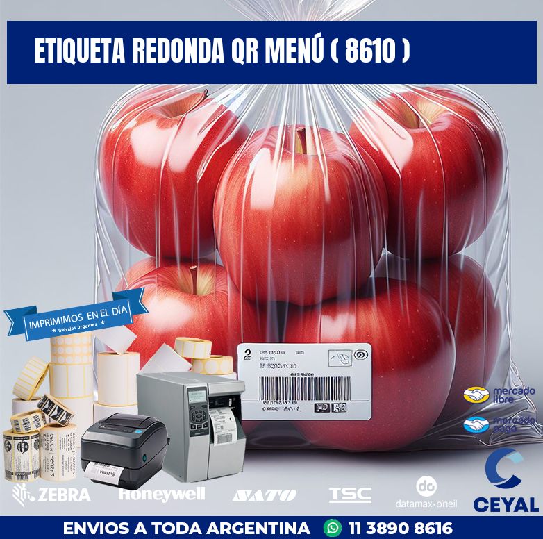 ETIQUETA REDONDA QR MENÚ ( 8610 )