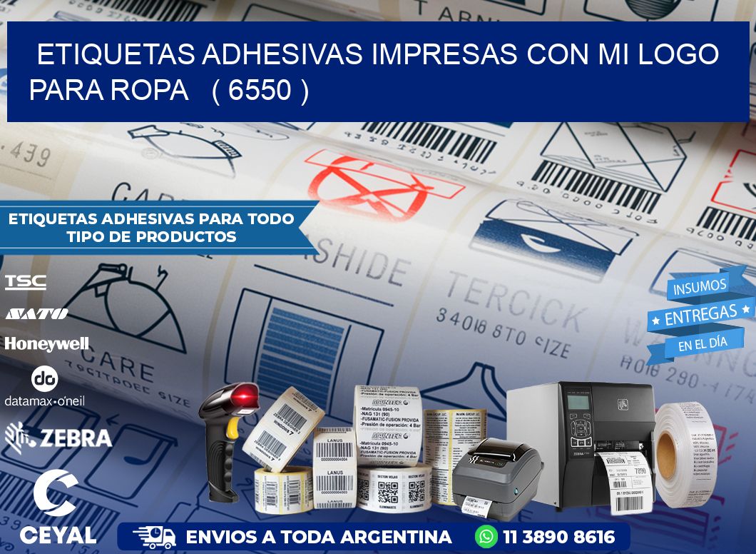 ETIQUETAS ADHESIVAS IMPRESAS CON MI LOGO PARA ROPA   ( 6550 )