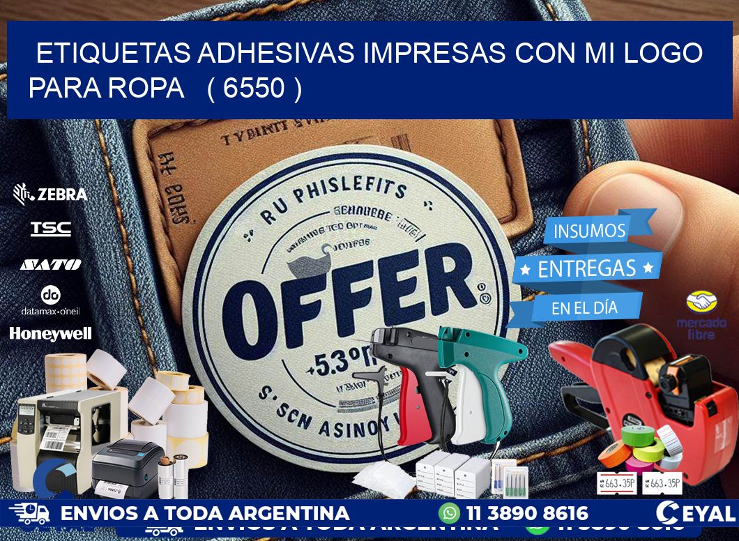 ETIQUETAS ADHESIVAS IMPRESAS CON MI LOGO PARA ROPA   ( 6550 )