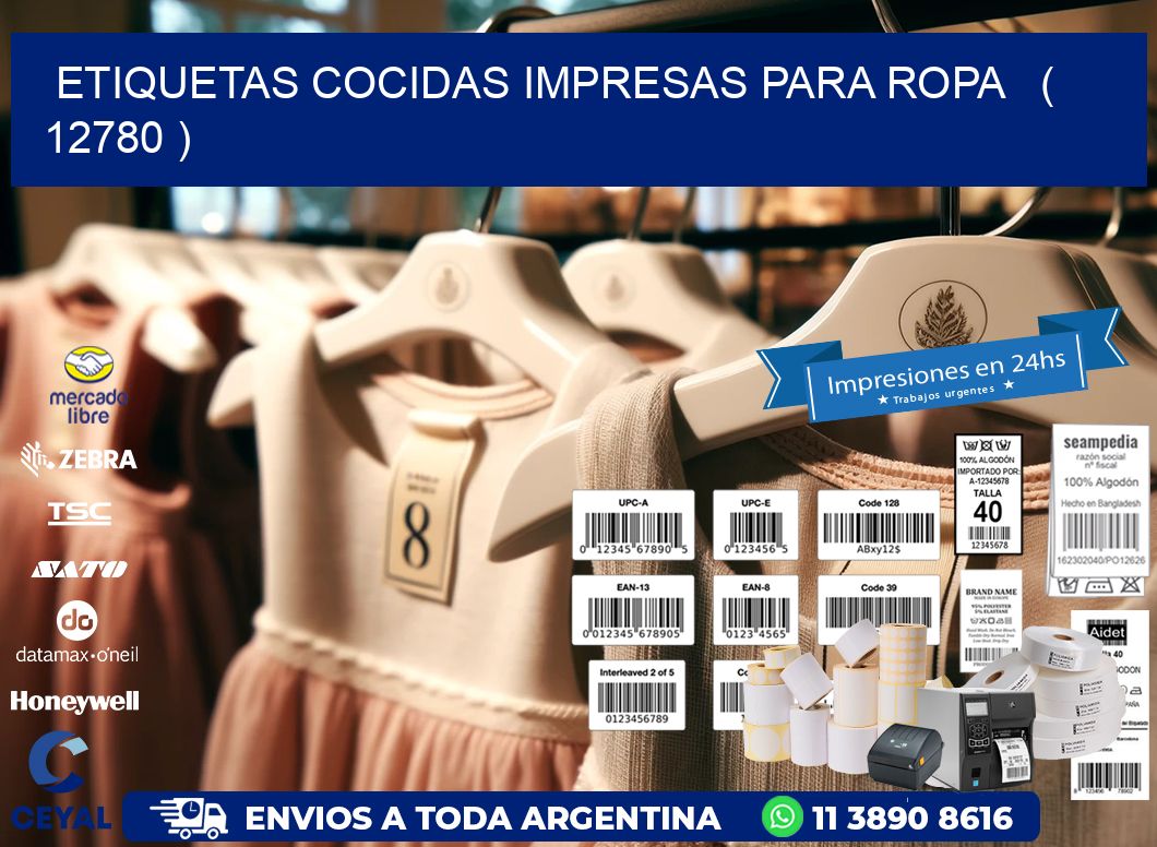 ETIQUETAS COCIDAS IMPRESAS PARA ROPA   ( 12780 )