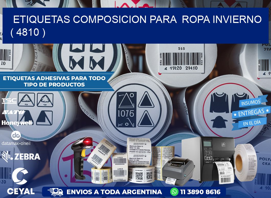 ETIQUETAS COMPOSICION PARA  ROPA INVIERNO   ( 4810 )