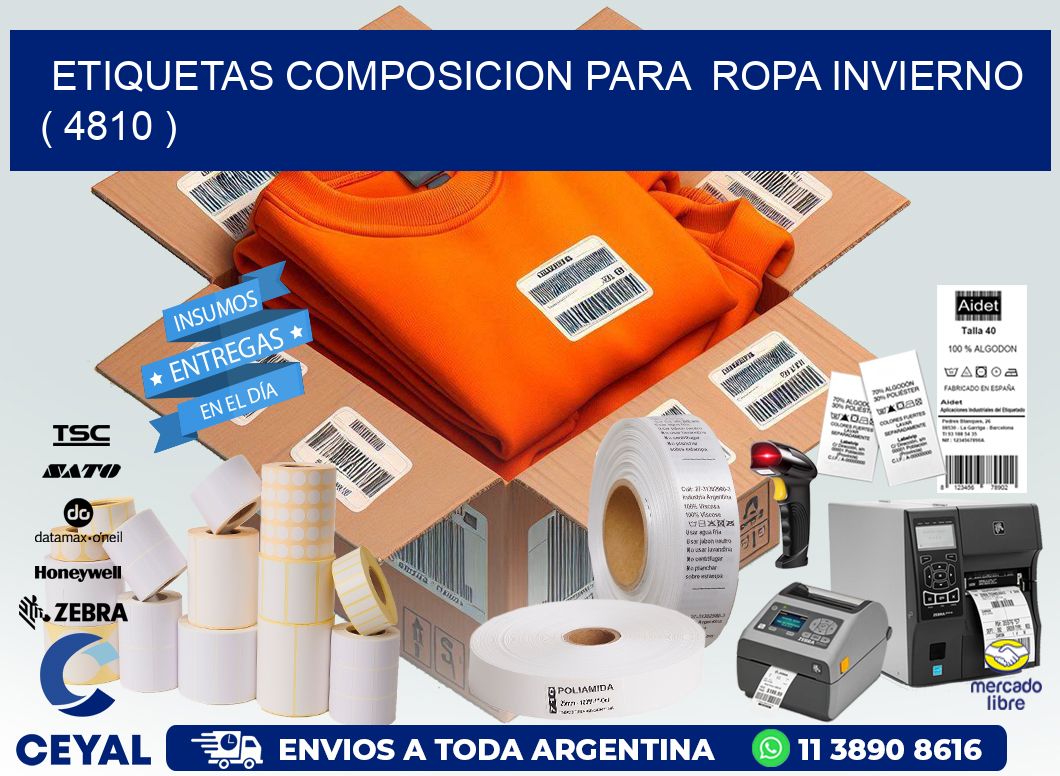 ETIQUETAS COMPOSICION PARA  ROPA INVIERNO   ( 4810 )