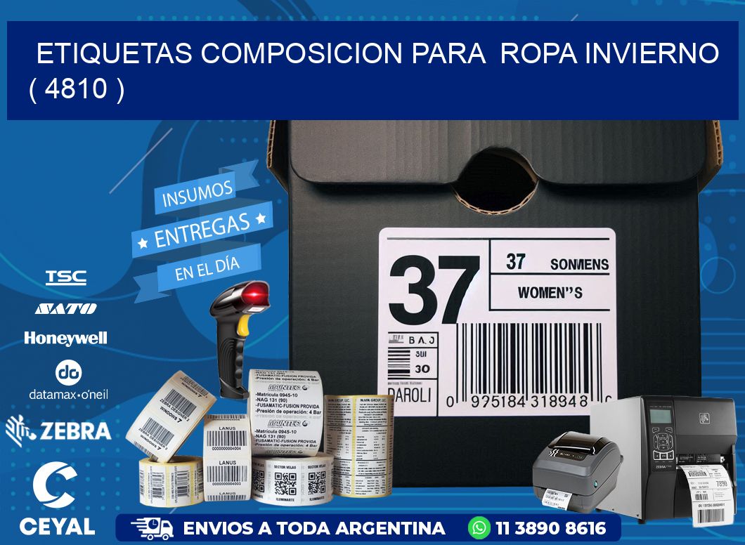 ETIQUETAS COMPOSICION PARA  ROPA INVIERNO   ( 4810 )