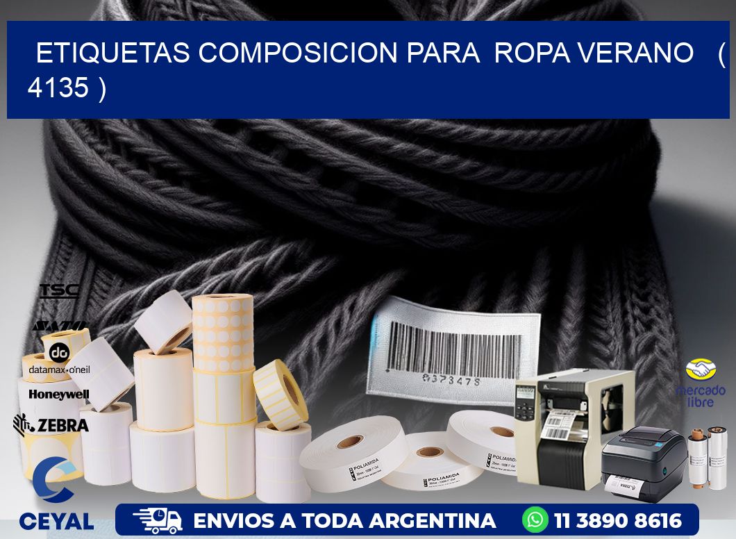 ETIQUETAS COMPOSICION PARA  ROPA VERANO   ( 4135 )