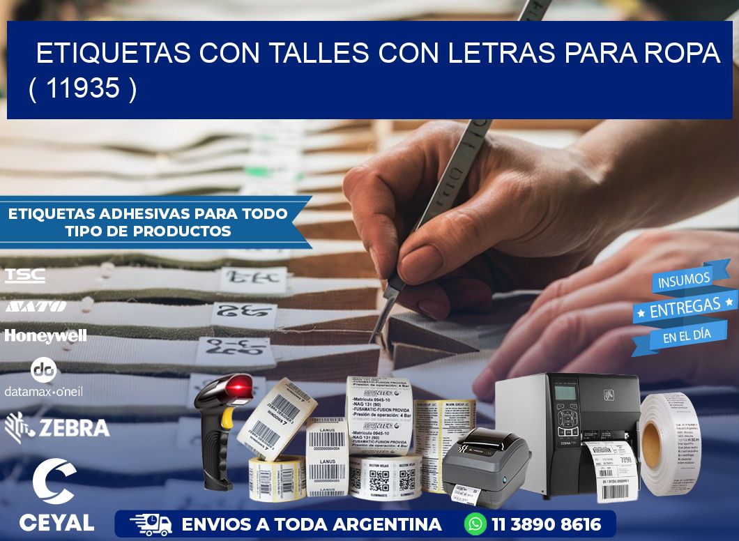 ETIQUETAS CON TALLES CON LETRAS PARA ROPA   ( 11935 )