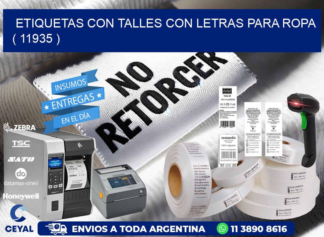 ETIQUETAS CON TALLES CON LETRAS PARA ROPA   ( 11935 )