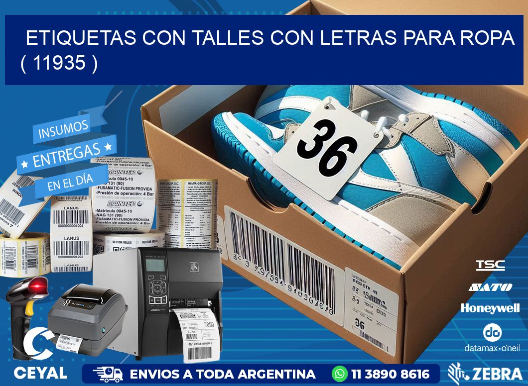 ETIQUETAS CON TALLES CON LETRAS PARA ROPA   ( 11935 )