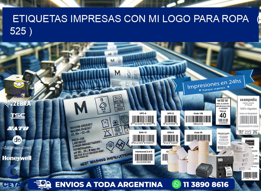 ETIQUETAS IMPRESAS CON MI LOGO PARA ROPA   ( 525 )